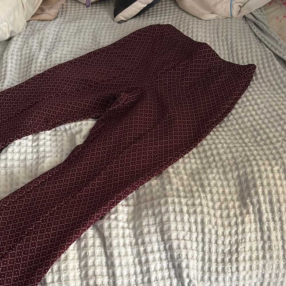 Classic Burgundy Patterned Boot Cut Pants